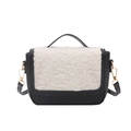 Bolso bandolera retro en blanco y negro de lana de cordero con herrajes dorados - Negro