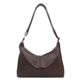 Dunkelbraune minimalistische Hobo-Schultertasche mit verstellbarem Gurt und PU-Leder-Textur - Braun