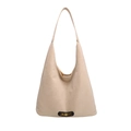 Bolso hobo de cuero blanco roto con interior espacioso y elegante logo de JACQEUE - Blanco Roto