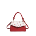 Cute cherry print small square crossbody bag with red and white color blocking - Cherry Print Style / Red