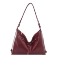 Deep red soft leather hobo bag with adjustable buckle straps and large capacity - Red