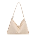 Elegant cream white faux leather tote bag with unique cross strap buckle and adjustable strap - Off White