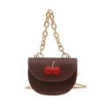 Mini brown semi-circle crossbody bag with cherry decoration and gold chain strap - Brown