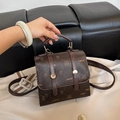 Mini dark brown pebbled leather backpack with cartoon animal print and metal buckle - Coffee No Pendant