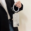 Glitter silver iPhone case with circular silicone hand strap for drop protection - Silver / iPhone 7/8/SE 2020