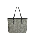 Vintage quilted camo tote bag with diamond stitching and black leather handles - Green