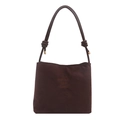 Retro dark brown suede underarm bag with fashion embroidery and knotted shoulder strap - Dark Coffee