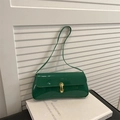 Sac à épaule vintage en cuir verni vert avec fermoir doré pour femmes modernes - Vert