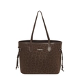 Große dunkelbraune Tote Bag mit Leopardenmuster, Creative Cat Aufdruck und Tunnelzug - Braun