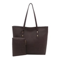 Minimalistische dunkelbraune Tote Bag in Übergröße mit passendem Reißverschlussetui - Braun
