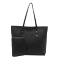 Conjunto de bolso tote vintage en piel sintética negra con neceser y remaches - Negro