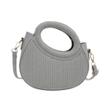 Bolso gris plateado brillante con asas redondas y textura de ondas metálicas finas - Plateado