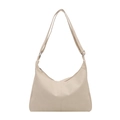 Chique gebroken witte hobo schoudertas van kunstleer met verstelbare riem en sierstiksels - Broken Wit
