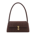 Elegante borsa sottobraccio leopardata marrone con fibbia dorata e texture scamosciata - Leopardo Caffè