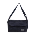Large dark blue casual tote bag with adjustable strap and fashion label detail - Blue