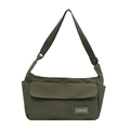 Bolso bandolera de nailon verde militar con solapa grande y correa ajustable en blanco - Verde