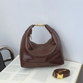 Sac hobo vintage marron en cuir synthétique brillant avec bandoulière réglable - Marron