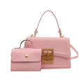 Chique roze vierkante handtas met bijpassende kleine portemonnee en gouden geometrische gesp - Roze Met Mini-tas