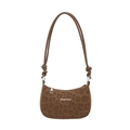 Borsa hobo a spalla leopardata marrone con testo Creative Cat e dettaglio nodo - Leopardo Marrone