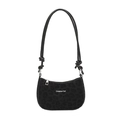 Elegante borsa a spalla in pelle scamosciata nera con stampa leopardata e logo - Leopardo Nero
