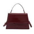 Sac à main rouge foncé brillant de forme trapèze avec détails dorés pour le travail - Rouge