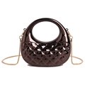 Mini sac bandoulière en acrylique avec fini bronze métallisé et motif matelassé - Marron