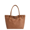 Borsa tote retrò marrone capiente in pelle scamosciata smerigliata con manici in pelle - Marrone