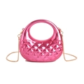 Mini sac à bandoulière en acrylique rose métallique avec motif matelassé et chaîne - Rose