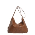 Borsa hobo vintage in pelle marrone capiente con design a logo circolare unico - Marrone
