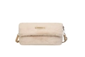 Borsa a spalla in ecopelliccia bianco panna con catena dorata e tracolla regolabile - Cachi