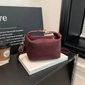Bolso burdeos estructurado de piel mate con cierre dorado y asa superior para mujer - Rojo