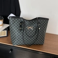 Chic monogram tote bag with bow detail and large capacity for daily commuting - Black