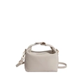 Beige minimalist top-handle square crossbody bag with soft leather and gold hardware - Off White