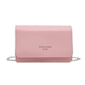Pink patent leather square bag with silver chain strap and high gloss finish - Pink
