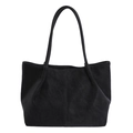 Grande borsa tote nera opaca con design a pieghe e spalline sottili per il pendolarismo - Nero (Senza Ciondolo)