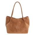 Borsa tote marrone vintage in ecopelle con doppie spalline e dettagli di cuciture verticali - Marrone (Senza Ciondolo)