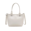 Minimalistische weiße Eimertasche aus Leder mit Knotengriff und verstellbarem Gurt - Weiß