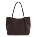Borsa tote marrone scuro minimalista in pelle opaca con cuciture verticali - Caffè (Senza Ciondolo)