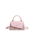 Pink minimalist crossbody square bag with top handle and fashion letter print - Pink
