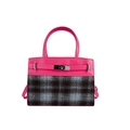 Bolso chic para mujer en rosa y cuadros con cierre metálico y correa ajustable - Rosa Rojo