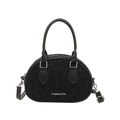 Borsa bowling nera con stampa leopardata, manici rotondi e tracolla regolabile chic - Nero