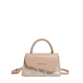 Borsa a mano beige minimalista con tracolla e scritta stampata FASHION & BAGS moda - Cachi