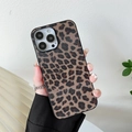Close-up of leopard print phone case with matte texture and full camera protection - Samsung S8 / Brown Leopard