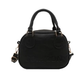 Retro black leather Boston handbag with COIH'2DN embossed text and gold-tone hardware - Black