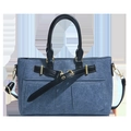 Borsa tote blu navy minimalista con manici neri e finiture dorate in vista variante - Blu e Nero