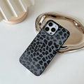 Detail shot of blue leopard print iPhone case with premium faux fur fiber texture - Samsung S8 / Black/Blue-Grey Leopard