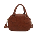 Retro brown PU leather pillow bag with COIH'2DN embossing and gold hardware - Brown