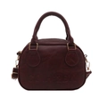 Vintage burgundy leather pillow bag with top handle and gold-tone metal hardware - Red