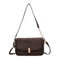 Deep brown crossbody bag with gold peanut buckle and stylish chain strap detail - Brown