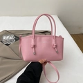 Sac fourre-tout rose minimaliste avec poignée à nœud et bandoulière réglable en similicuir - Rose